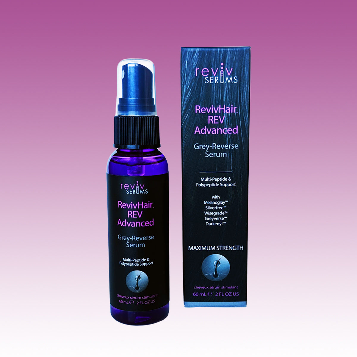 RevivHair REV Advanced: Grey Hair Reverse Serum with MelanoGray & Greyverse